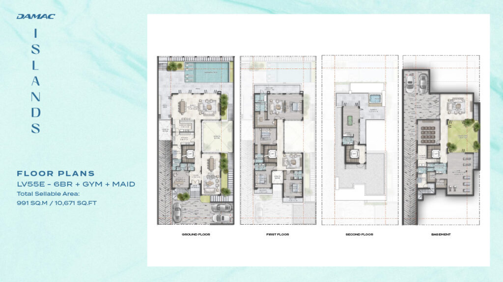DAMAC ISLANDS - Floor Plans - LV55E - 6BR + GYM + MAID